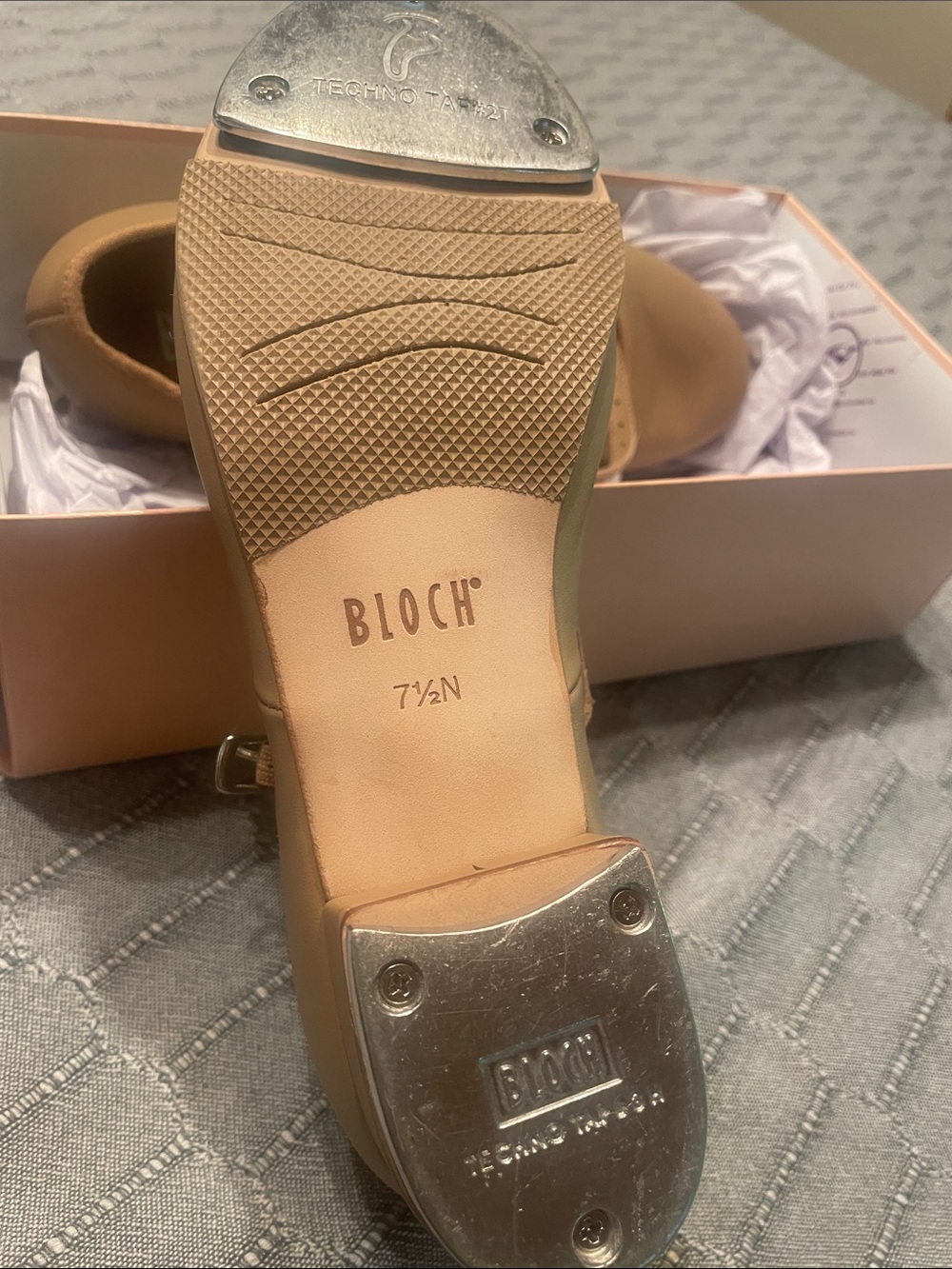 Bloch Tan Mary Jane Flats with Low Block Heel - Picture 3 of 9